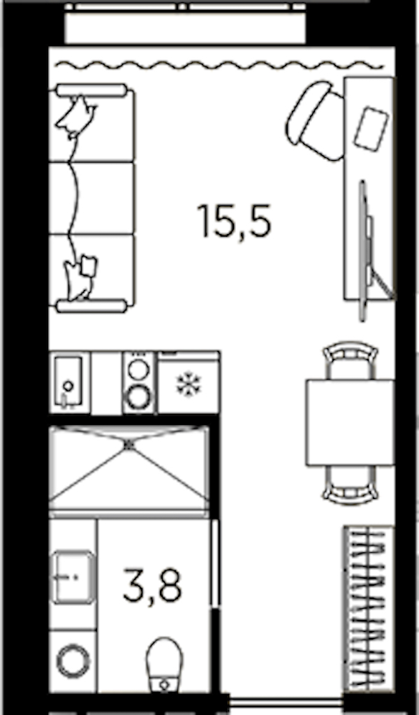 Квартира студия 19.3 м², 2/13 эт., ЖК «AVENIR Industrial»